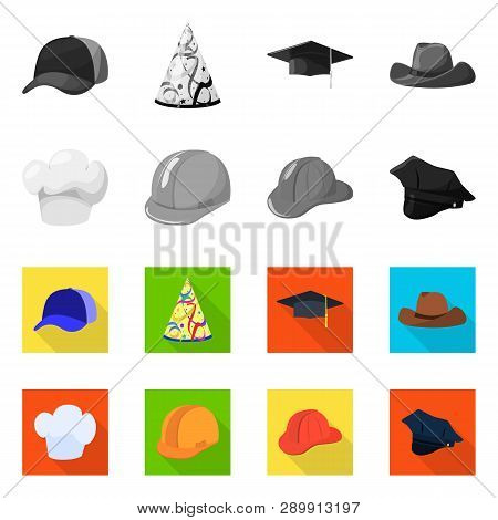 Vector Design Of Clothing And Cap Sign. Set Of Clothing And Beret Stock Vector Illustration.