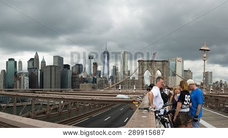 People On Brooklyn Bridge