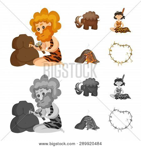 Vector Illustration Of Evolution  And Prehistory Sign. Set Of Evolution  And Development  Stock Symb
