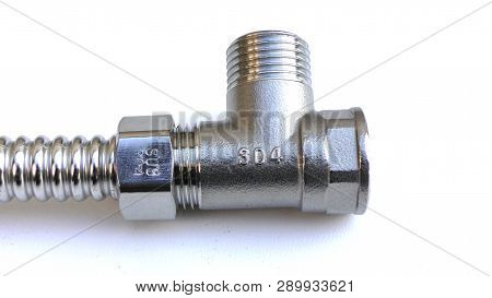 Stainless Steel Tee Fittings Isolatedon White Background