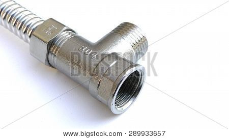 Stainless Steel Tee Fittings Isolatedon White Background
