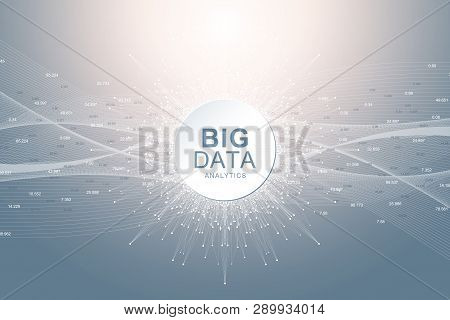 Technology Abstract Background With Connected Line And Dots. Big Data Visualization. Artificial Inte