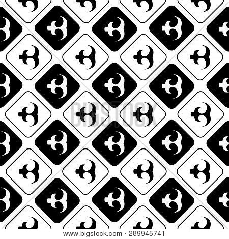 Seamless African Adinkra Pattern - Black And White Digital Art Ritual Symbols And Screen Printing Na