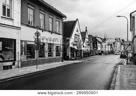 Vrchlabi, Czech Republic - October 25, 2018: The Streets Of The Provincial Town. The Town Located In