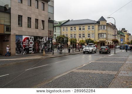 Vrchlabi, Czech Republic - October 25, 2018: The Streets Of The Provincial Town. The Town Located In