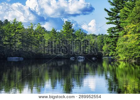 The Lake Within Burr Pond State Park In Torrington, Connecticut On A Summer Day.