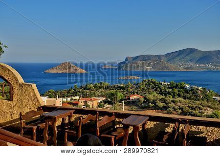Small Cafe With A Beautiful View Of The Sea And Mountains