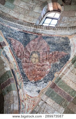 Parikia, Greece - March 14, 2018: Interior Of The Monastery Of Panagia Ekatontapiliani With Fresco O