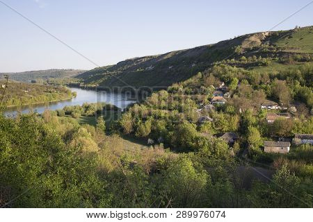 Dniester River Flows Between Ukraine And Moldova.