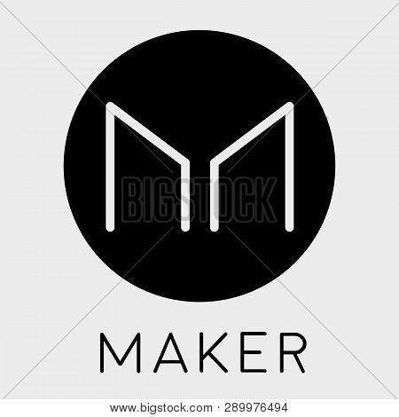 Maker (mkr)  Cryptocurrency Coin Logo - Blockchain Vector Black And White Isolated On Grey.