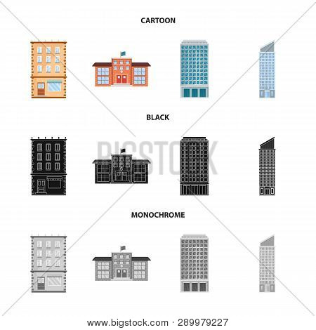 Vector Design Of Municipal And Center Sign. Set Of Municipal And Estate   Stock Vector Illustration.