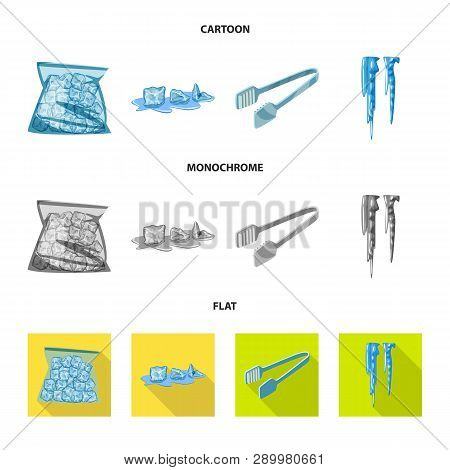Vector Illustration Of Texture  And Frozen  Sign. Set Of Texture  And Transparent  Vector Icon For S