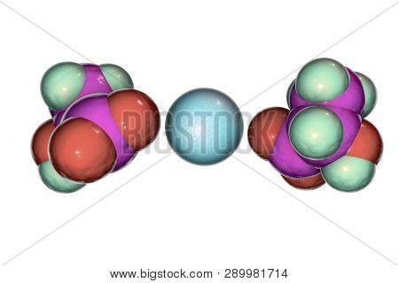 Calcium Lactate Molecule, 3d Illustration, It Is Used In Food Industry As Food Additive E327 And As 