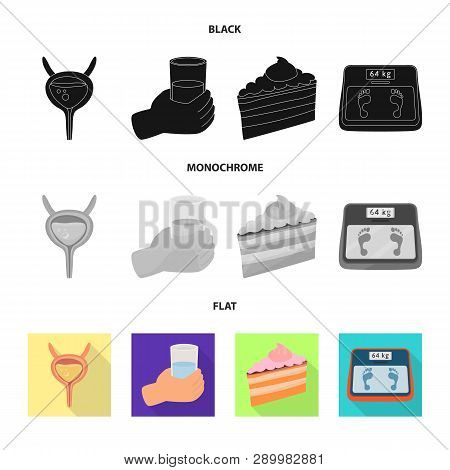 Isolated Object Of Diet And Treatment  Sign. Set Of Diet And Medicine Stock Symbol For Web.