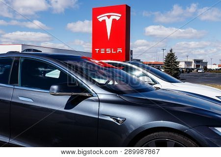 Indianapolis - Circa March 2019: Tesla Service Center. Tesla Says New V3 Supercharger Stations Will 
