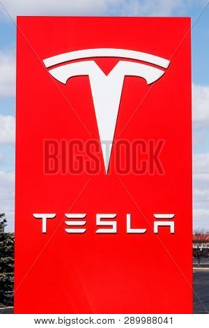 Indianapolis - Circa March 2019: Tesla Service Center. Tesla Says New V3 Supercharger Stations Will 