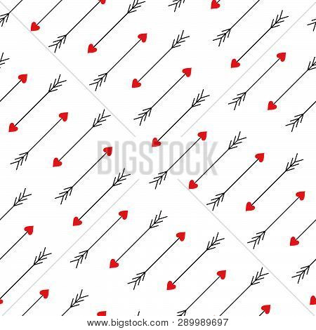 Love Arrows Diagonal Seamless Pattern. Arrows Of Eros (amour, Cupid). Vector Illustration.