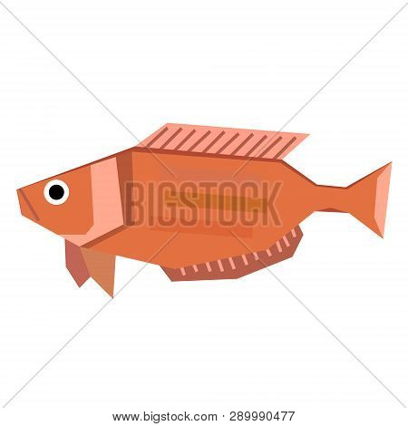 Red Tropical Fish Geometric Style Illustration. Underwater World Exotic Fish Series