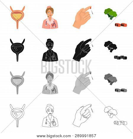 Vector Illustration Of Diet And Treatment  Symbol. Set Of Diet And Medicine Vector Icon For Stock.