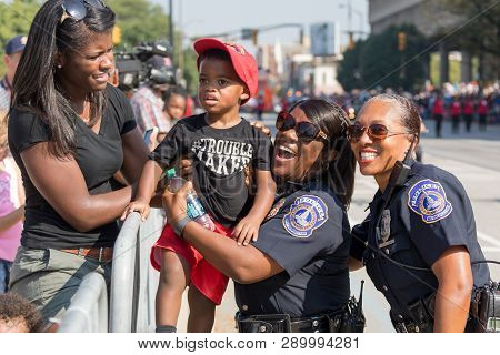 Indianapolis, Indiana, USA,  - September 23, 2017 The Circle City Classic Parade is an annual event prior to the Circle City Classic football game featuring two black universities (HBCUs) that play in Indianapolis, Indiana, since 1983.
