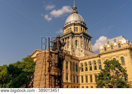 August 24, 2020 - Springfield, Illinois, USA: The Illinois State Capitol. The current building is the sixth to serve as the capitol building since Illinois was admitted to the United States in 1818.