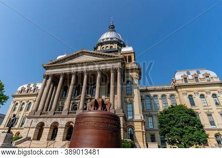 August 24, 2020 - Springfield, Illinois, USA: The Illinois State Capitol. The current building is the sixth to serve as the capitol building since Illinois was admitted to the United States in 1818.