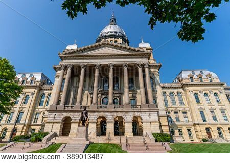 August 24, 2020 - Springfield, Illinois, USA: The Illinois State Capitol. The current building is the sixth to serve as the capitol building since Illinois was admitted to the United States in 1818.