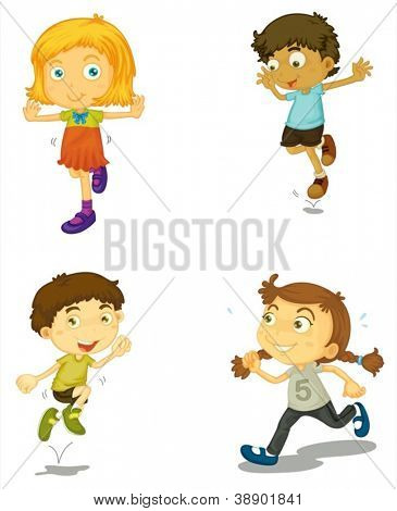 illustrazione di un quattro bambini su sfondo bianco