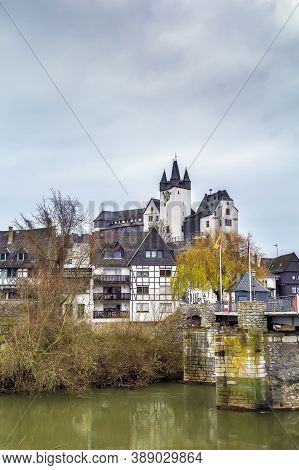 View Of Diez With Castle From Lahn River, Germany
