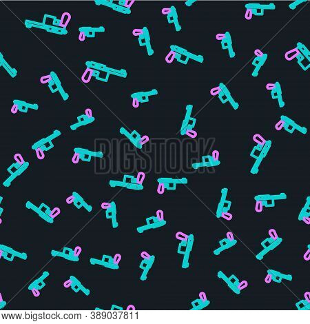 Line Mauser Gun Icon Isolated Seamless Pattern On Black Background. Mauser C96 Is A Semi-automatic P