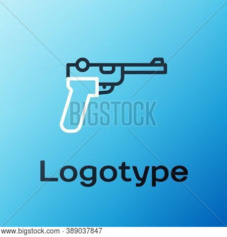 Line Mauser Gun Icon Isolated On Blue Background. Mauser C96 Is A Semi-automatic Pistol. Colorful Ou