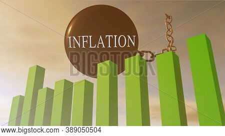 3d Rendering Illustration Of Financial Stock Market Influenced By Monetary Inflation