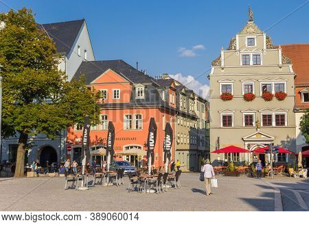 Weimar, Germany - September 22, 2020: Restaurants At The Herderplatz Square In Weimar, Germany