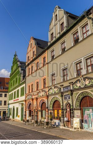 Weimar, Germany - September 22, 2020: Colorful Historic Houses On The Market Square Of Weimar, Germa