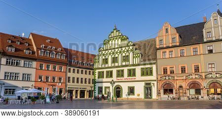 Weimar, Germany - September 22, 2020: Panorama Of The Marktplatz Square In Weimar, Germany