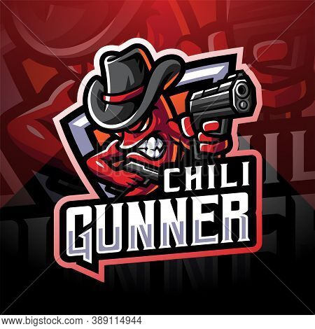 Chili Gunner Esport Mascot Logo With Text