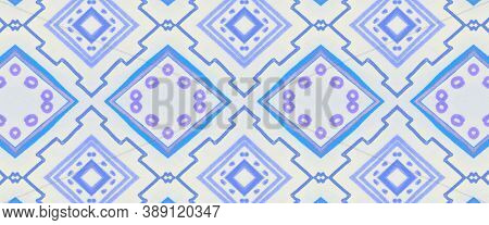 Ethnic Pattern. Indigo Abstract Zig Zag Background. Boho Fabric Design. Seamless Native Border. Bohe