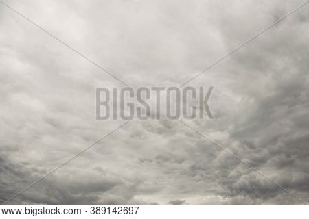 Dark Clouds On Sky Before Rainy And Storm - Image