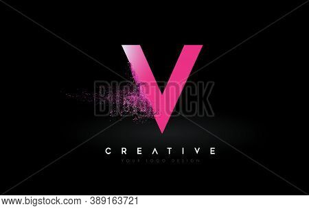 V, Powder, Ash, Effect, Particles, Dispersion, Expanding, Letter, Logo, Frame, Pink, Purple, Shapes,