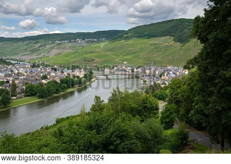 Bernkastel, Germany - June 19, 2020: Panoramic Image Of Bernkastel Close To The Moselle River On Jun