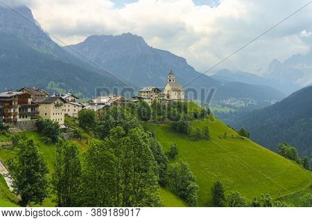 Mountain Landscape At Summer Along The Road To Colle Santa Lucia, Dolomites, Belluno Province, Venet