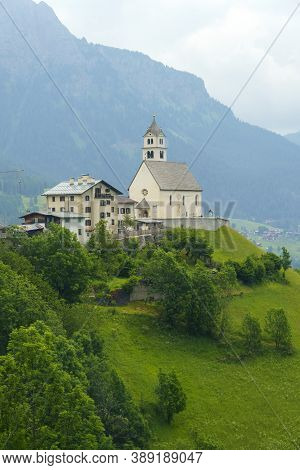 Mountain Landscape At Summer Along The Road To Colle Santa Lucia, Dolomites, Belluno Province, Venet