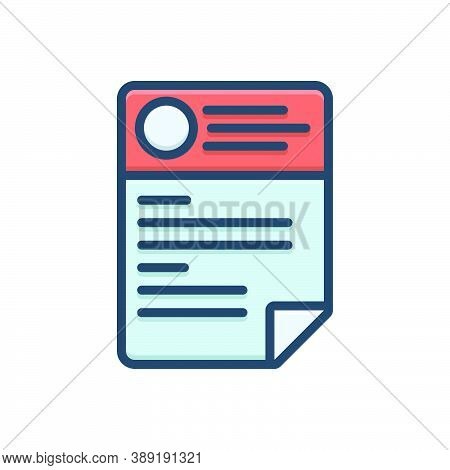 Color Illustration Icon For Cv Resume Template Paper Biography Biodata