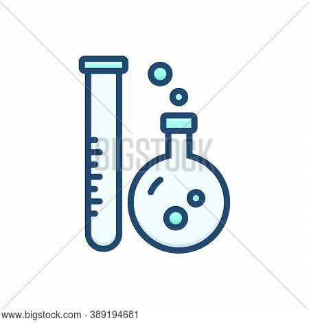 Color Illustration Icon For Patholology Laboratory Lab Pharmaceutical Research Experiment Test-tube 
