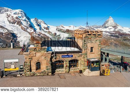 Gornergrat Observatory Station Near The Zermatt Town In The Valais Canton Of Switzerland