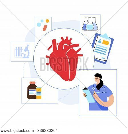 Human Heart Logo For Cardiology Clinic. Cardiologist Appointment, Treatment, Patient Help. Cardiovas