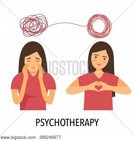 A Woman With Mental Problem Causes Sadness And Need Treatment In Order To Have A Good Mood. Psychoth