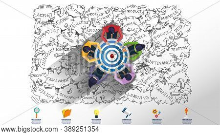 Creative Business Thinking,darts Shoot Into Crotch For Success,set Icon, Plan Think Analyze Creative