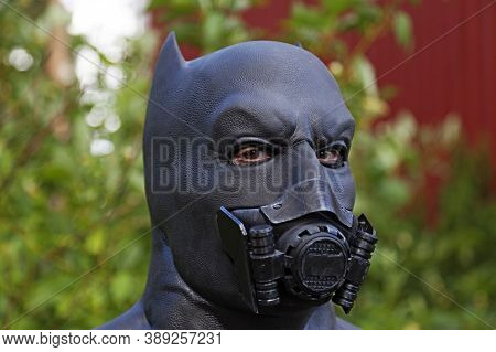 Umea, Norrland Sweden - September 5, 2020: Cosplayer With Breathing Mask