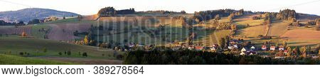 Autumn Panorama From Bohemian And Moravian Highland, Vecov Village, Zdarske Vrchy,  Czech Republic
